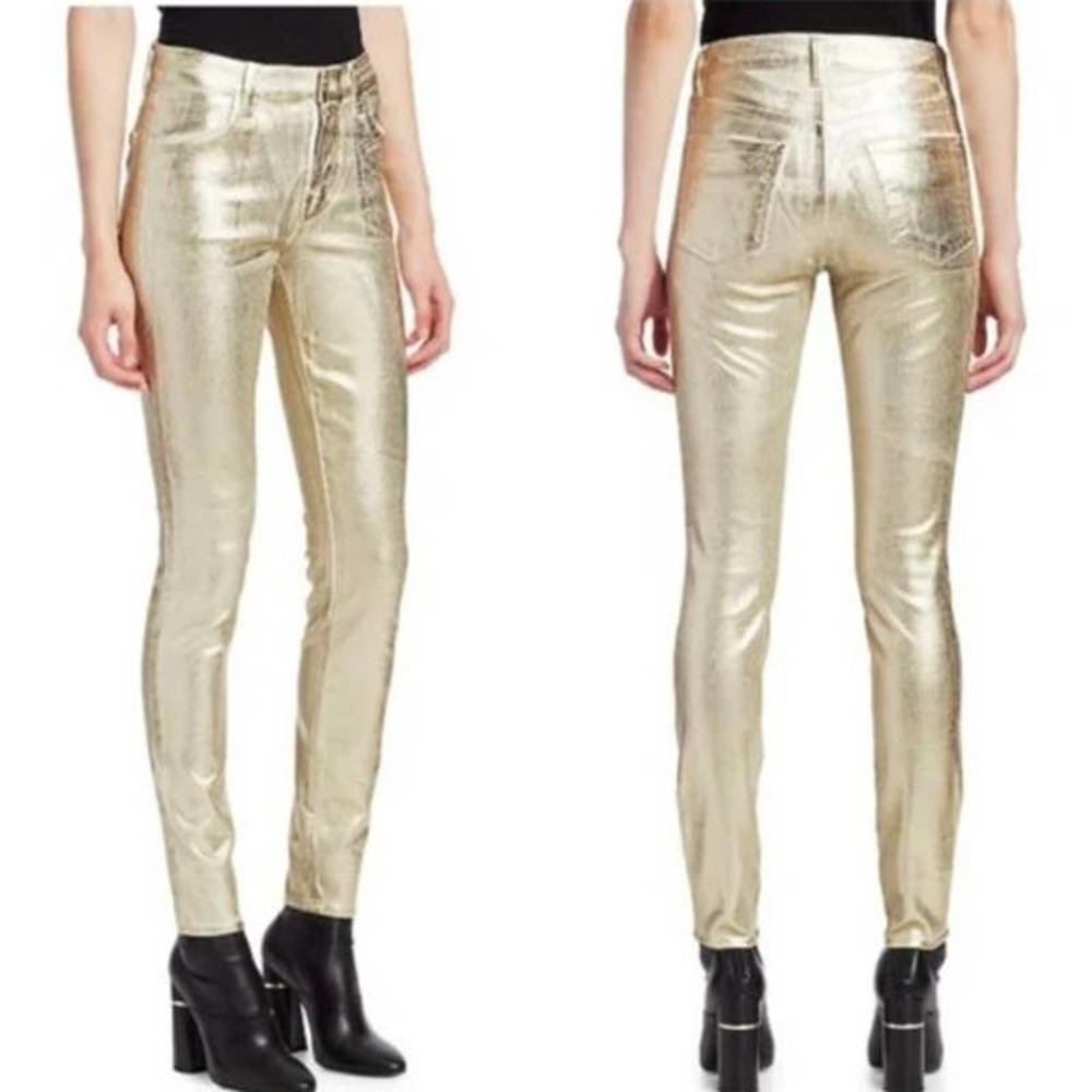 J BRAND Pants Womens 30 Maria High Rise Skinny Gold Messaline Coated Cord NWT - Picture 3 of 13